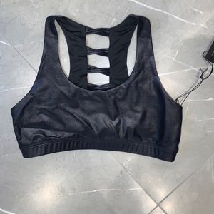CARBON 38 BLACK METALLIC RACERBACK BRA